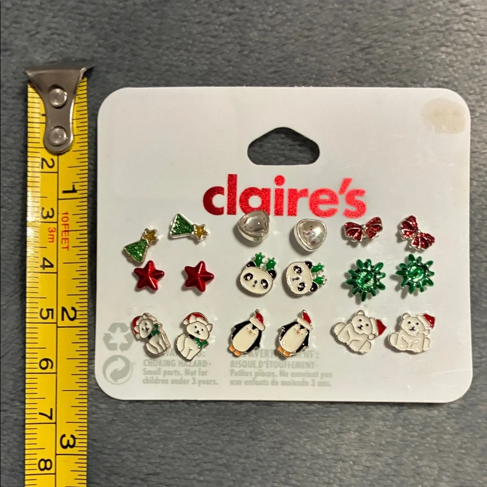 Claire's Holiday Earring Set - Red, Green, Silver